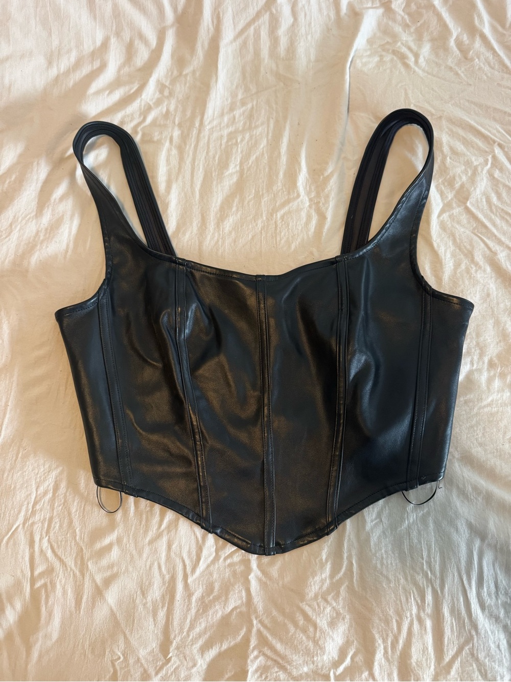 Black Faux Leather Top